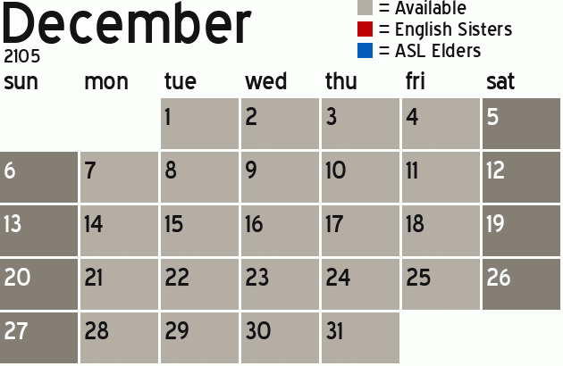 Missionary Dinner Calendar