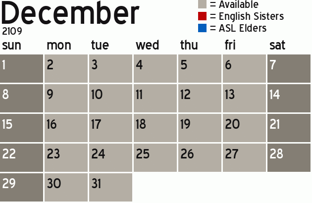 Missionary Dinner Calendar