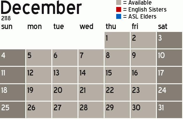 Missionary Dinner Calendar