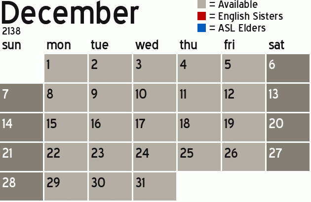 Missionary Dinner Calendar